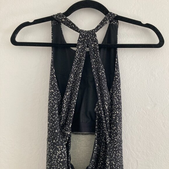PRANA Exercise Dress Midi Halter Back Black Spotted Workout Hiking Walking Small - Picture 5 of 9